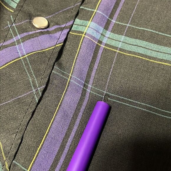 🔥🔥 ATB WESTERN PEARL SNAP SHIRT - Black/Purple/Green - Good Condition - Sz L - Picture 9 of 10